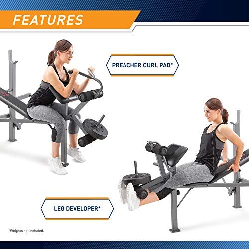 Marcy Standard Weight Bench Incline with Leg Developer and Butterfly Arms, Multifunctional Workout Equipment, Workout Equipment for Home Gym, Alloy Steel MD-389 - Image 4