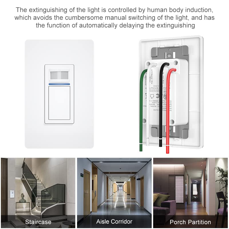Smart Motion Sensor Light Switch, Milfra PIR Occupancy Sensor Switch Single Pole 2.4GHz Wi-Fi Light Switch Compatible with Alexa and Google Assistant (1) - Image 7