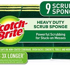 Scotch-Brite Heavy Duty Scrub Sponges, Sponges for Cleaning Kitchen and Household, Heavy Duty Sponges Safe for Non-Coated Cookware, 9 Scrubbing Sponges