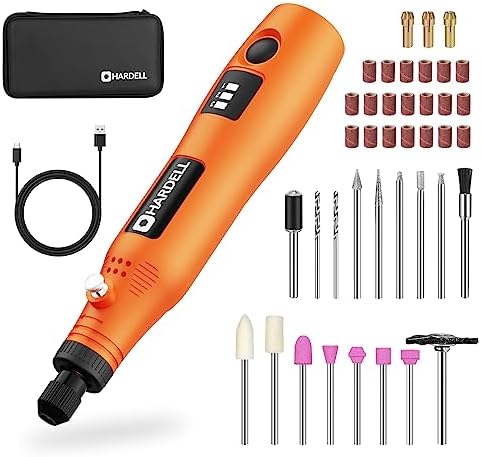 HARDELL Cordless Rotary Tool 3.7V, 3-Speed Mini Rotary Tool with 42 Rotary Tool Accessories, Rechargeable Power Rotary Tool Kit for Sanding, Drilling, Polishing, Engraving, Cleaning, DIY Crafts