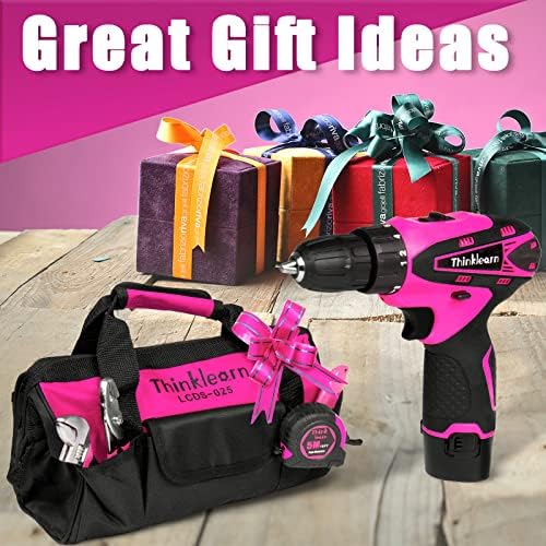 Pink Drill Set for Women, 137 Piece Hand and Power Tool Set with 12V Cordless Drill, Home Tool Kit for DIY, Necessities for Daily Decoration and Maintenance, As a Creative Gift for Ladies - Image 7