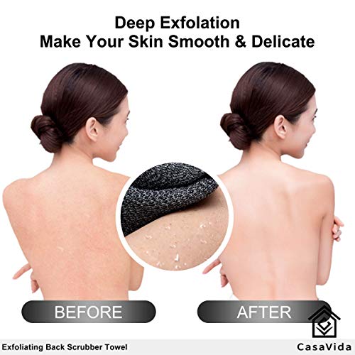 Back Scrubber for Shower Nylon Bath Towel Shower Back Washer Exfoliating Washcloth Rear Scrub Japanese Stretchable Pull Back Strap Wash Cloth Scrubber Exfoliating Scrub Washcloth 2 Pack by CasaVida - Image 4