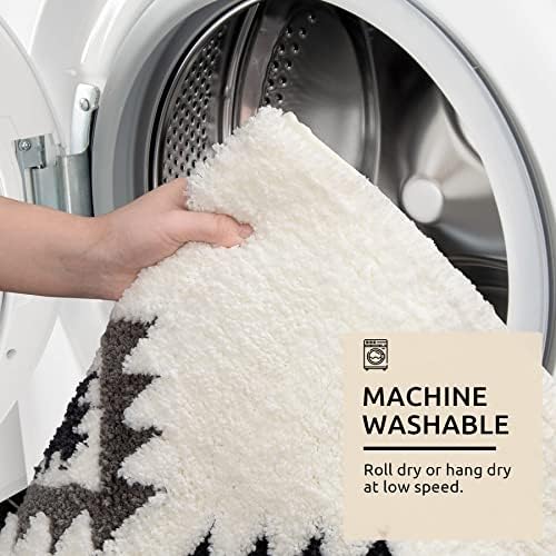 DEXDE Boho Bathroom Rug Runner 24x60 Long Bath Mat for Bathroom Bedroom Hallway Kitchen Luxury Soft Absorbent Large Modern Geometric Carpet Runner Western Farmhouse Decor, Black White - Image 8