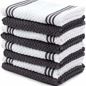 Kitchen Towels Dishcloths 100% Cotton, Set of 8, Gray and White Dish Cloth Towels, Tea Towels, Reusable and Absorbent Cleaning Cloths, Oeko-Tex Cotton, 12 in x 12 in