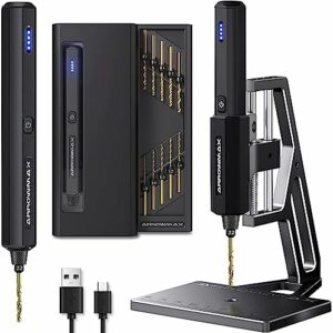 ARROWMAX Mini Electric Drill 15 in 1 with Benchtop Press, Cordless, LED Lights, Needle Vise Hand Drill Kit, 10 HSS Drill bits, 3/32-Inch Keyless Chuck, Variable Direction (SDS MINI PLUS),Black