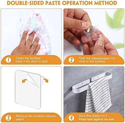 Adhesive Hand Towel Holder for Bathroom Wall 15.7 Inch, White Stick On Bathroom Towel Bar Countertop Kitchen Bath Towel Rack with 4 Clear Dould Sided Tape Pads, No Drilling-Adhesive/Screw-in, Veefos - Image 9