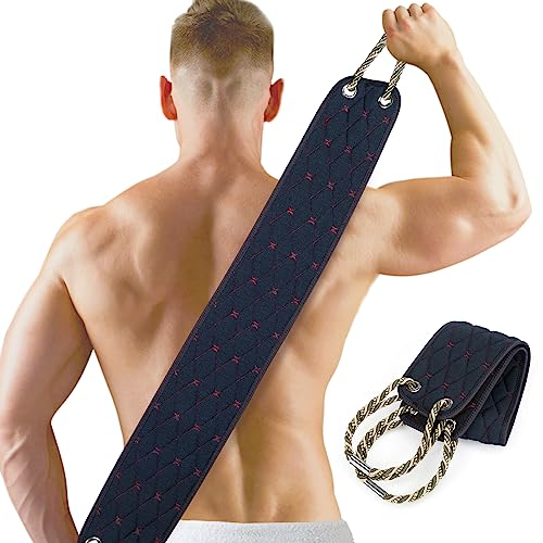 Exfoliating Back Scrubber for Use in Shower, 38 Inches Double-Sided Diamond Texture Back Scrub Washcloth with Handles, Body Exfoliator Bath Towel Washer Tool to Clean Your Skin Deeply for Men & Women