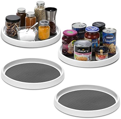 Set of 4, 10 Inch Non-Skid Lazy Susan Organizers - Turntable Rack for Cabinet, Pantry Organization and Storage, Kitchen, Fridge, Bathroom Makeup Vanity Countertop, Under Sink Organizing, Spice Rack - Image 9