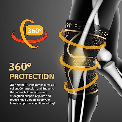 Copper Knee Braces for Knee Pain Women & Men, 2 Pack Knee Brace Compression Sleeve, Best Knee Support for Running, Working Out, Weightlifting, Knee Pain, Meniscus Tear, ACL & Arthritis Pain Relief - Knee Sleeves - Image 5