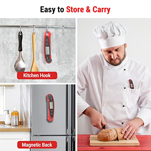 TempPro F05 Digital Meat Thermometer for Cooking with Motion Sensing, Waterproof Food Thermometer for Kitchen BBQ Oil Grill Smoker Candy Thermometer Black/red - Image 7
