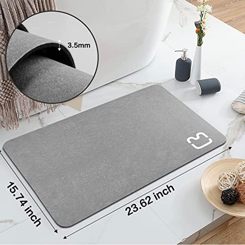 WESIDUNMU Simple-Thin Diatomaceous Bath Mat Bathtub mat，Soft & Comfort Touch Fast Drying& Non-Slip Shower Mat High Water Absorbency Bathroom Floor Mat, Machine Washable, Size 15.7" x 23.6"，Grey - Image 7
