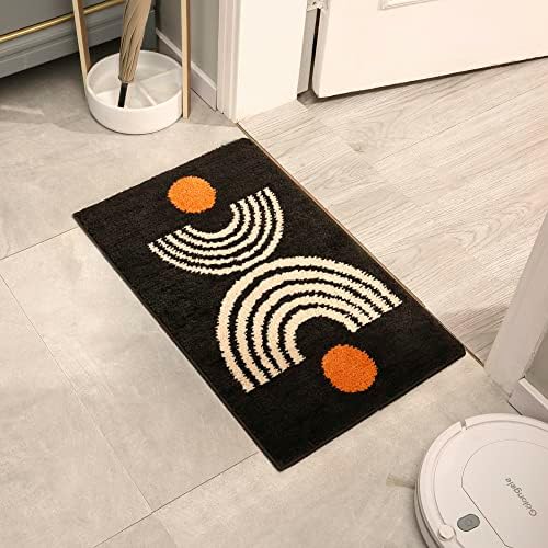 GRANNY SAYS Boho Bathroom Rugs, 16"x24", Bath Mats for Bathroom, Black Bathroom Rug Non Slip，Small Bathroom Rugs Washable, Bath Mats for Bathroom Floor，Shower Rugs for Bathroom, Bath Mat for Tub