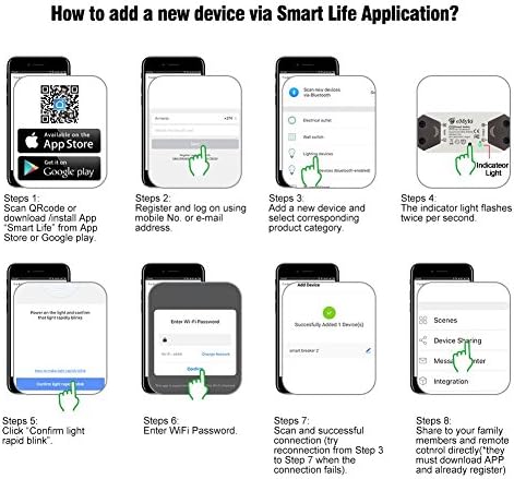 Yasorn WiFi Smart Switch eMylo Wireless Relay Light Switch Tuya Remote Control Module 2.4Ghz WiFi Home Automation Timer Switch Compatible with Alexa Echo Google Home iPhone Android App 4 Pack - Image 3