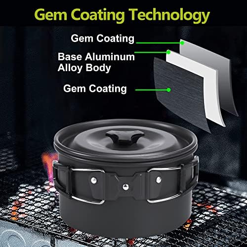 aiGear Camping Cooking Set Cookware Mess Kit with Storage Bag Pot Pan and Teapot Set Camping Accessories for Outdoor Camping Hiking Picnic Portable and Lightweight Aluminum - Image 5