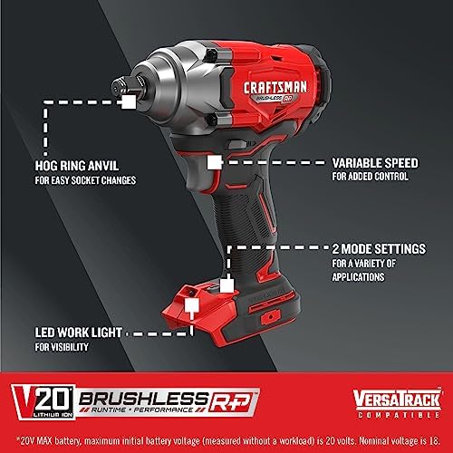 CRAFTSMAN V20 Cordless Impact Driver, 1/2 inch, Bare Tool Only (CMCF921B) - Image 2