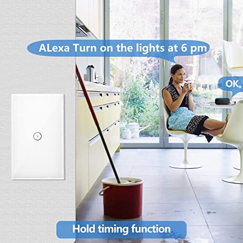 Jinvoo WiFi Wall Light Touch Panel Switch, 2.4GHz WiFi Light Switch Smartphone Remote Control, Remote Control Smart Life/Graffiti App, Timer, Alexa Compatible and Google Home White 1 Gang - Image 5