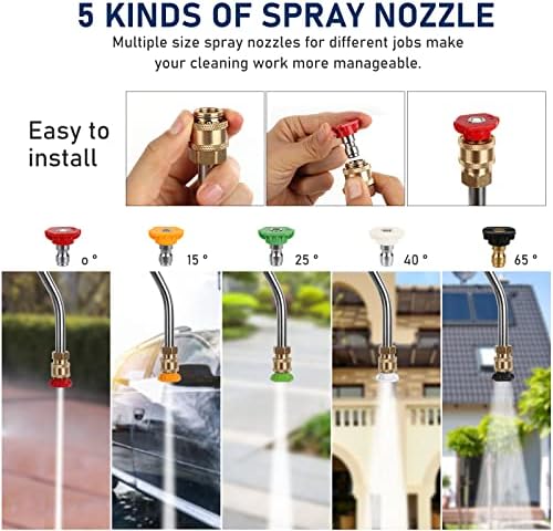 24 FT Pressure Washer Extension Wand, Extension Pole for Pressure Washer with Gutter Extension, and 5 Spray Nozzle Tips for Roof Fence Window Washing Gutter Cleaner - Image 5