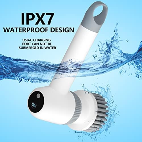 Salate Cordless Electric Spin Scrubber, Electric Cleaning Brush Scrubber Replaceable Cleaning Heads Handheld, Power Shower Scrubber Cleaning with LED Display for Tub Floor Tile Window Kitchen - Image 6