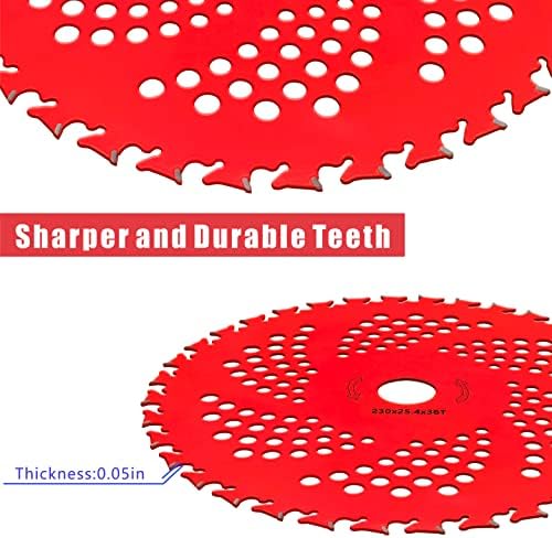 NeJesZoe 9" x 36Teeth Carbide Tip Blades Trimmer Cutter Brush Weed Eater Blade Compatible for Husqvarna, Stihl String Trimmer, Lawnmower (2 Blades&2 Pack Different Blade Adapter Kits) - Image 2