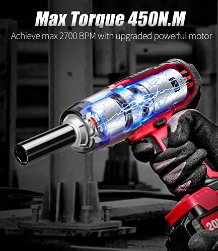AVID POWER Cordless Impact Wrench, 1/2 Impact Gun w/Max Torque 330 ft lbs (450N.m), Power Impact Wrenches w/ 3.0A Li-ion Battery, 4 Pcs Impact Sockets and 1 Hour Fast Charger, 20V Impact Driver Kit - Image 2