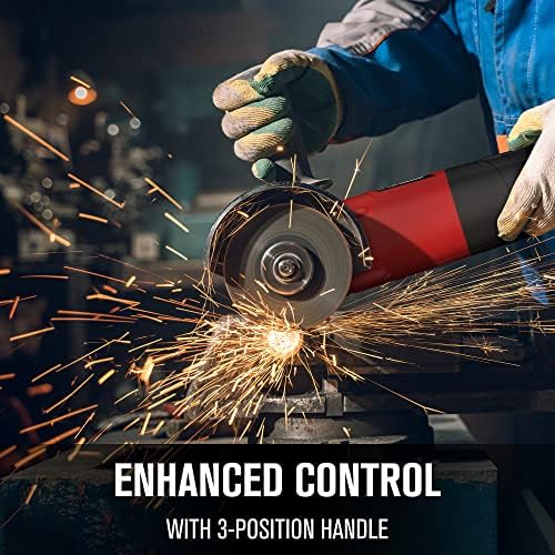 KEYFINOOL 6 Amp Grinder Power Tools, 12000RPM 4-1/2Inch Angle Grinder Tools With 3 Position Adjustable Support Handle, Fast Heat Dissipation, Include Spanner, Safety Guard for Grinding/Cutting - Image 3