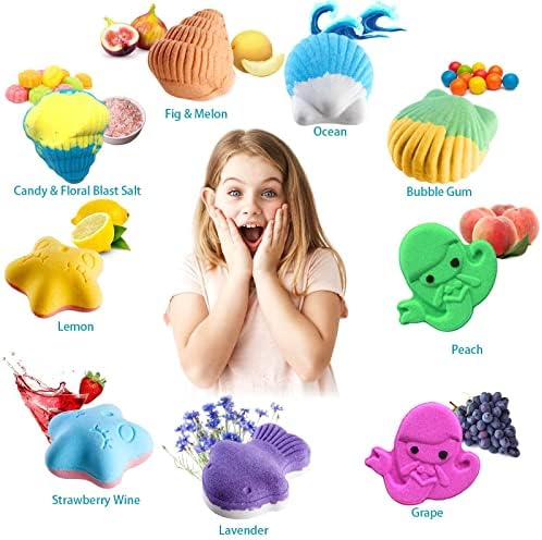 Bath Bombs for Kids -9 Pack Bath Bomb Gift Set, Kids Bath Bombs with Jewelry Necklace Bracelet,Organic Bubble Bath, Fizzy Bath Set, Mermaid Bathbombs for Girls Christmas Birthday Party Gift - Image 2