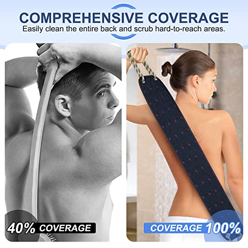 Exfoliating Back Scrubber for Use in Shower, 38 Inches Double-Sided Diamond Texture Back Scrub Washcloth with Handles, Body Exfoliator Bath Towel Washer Tool to Clean Your Skin Deeply for Men & Women - Image 3
