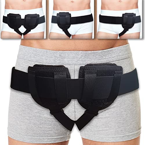 Hernia Belts for Men Inguinal - Single/Double Inguinal Hernia Support for Men/Women to Keep Inguinal/Groin Hernia from Protruding, 35"-50" Hernia Truss for Pain Relief Recovery, Adjustable & Removable