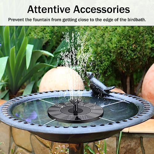Solar Fountain, 6.3" Solar Fountain Pump for Bird Bath, Solar Water Fountain with 6 Nozzles and Fixer, Solar Bird Bath Fountains for Outdoors, Fish Tank, Garden, Pond, Pool and Aquarium - Image 4