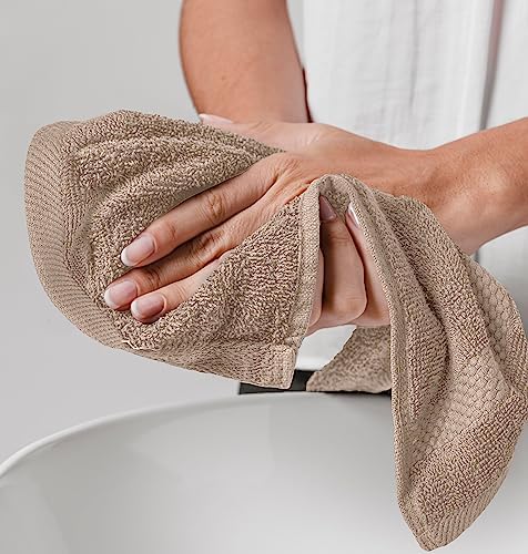White Classic Luxury Washcloths for Bathroom-Hotel-Spa-Kitchen-Set - Circlet Egyptian Cotton - Highly Absorbent Hotel Quality Face Towels - Bulk Set of 12-13x13 Inch (Taupe) - Image 8