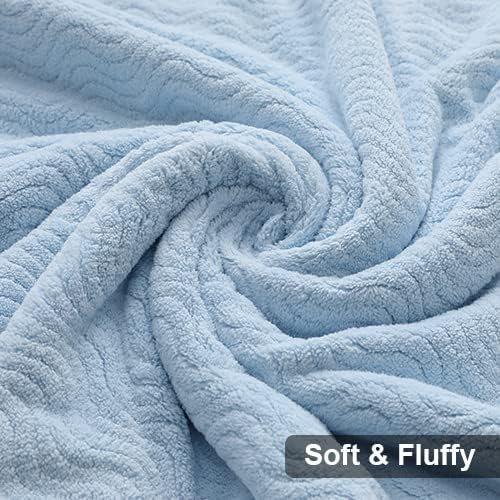 Ultra Soft 2 Piece Textured Hand Towel Set for Bathroom Shower Pool, Kitchen, Quick Dry, Highly Absorbent - Light Blue - Image 4