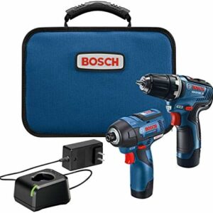 BOSCH GXL12V-220B22 12V Max 2-Tool Brushless Combo Kit with 3/8 In. Drill/Driver, 1/4 In. Hex Impact Driver and (2) 2.0 Ah Batteries, Brushless 12V Kit