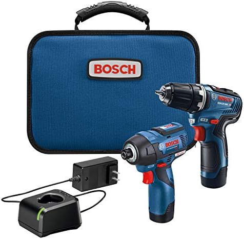 BOSCH GXL12V-220B22 12V Max 2-Tool Brushless Combo Kit with 3/8 In. Drill/Driver, 1/4 In. Hex Impact Driver and (2) 2.0 Ah Batteries, Brushless 12V Kit