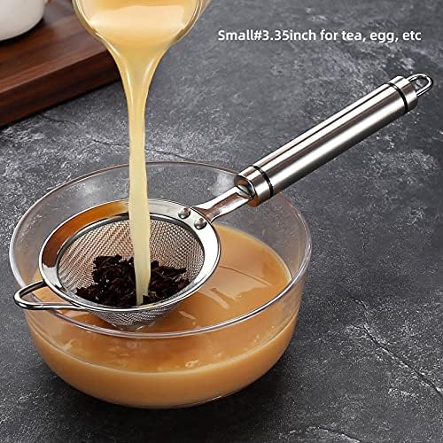 SUNWUKIN 304 Stainless Steel Fine Mesh Strainers for Kitchen, Colander-Skimmer with Handle, Sieve Sifters for Food, Tea, Rice, Oil, Noodles, Fruits, Vegetable - Image 6