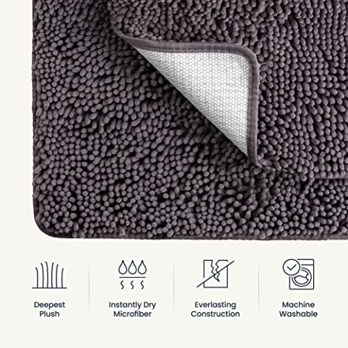 2 Piece Bathroom Rugs Bath Mat Set - Soft Plush Chenille Shower Mats for Bathroom Durable Bath Rug with Rubber Backing, Ultra Absorbent Bath Rugs, Bathtub Mat, Bathroom Rug Mats - 30x20 + 24x17 Inch - Image 7
