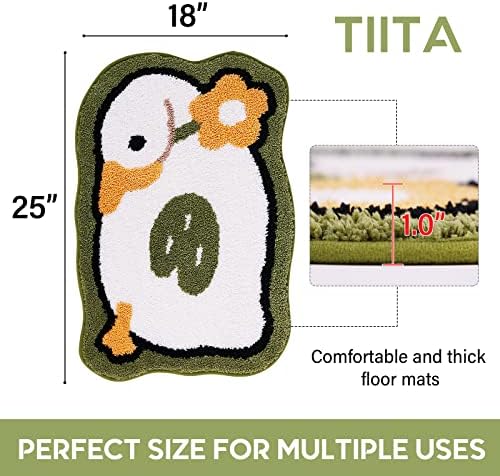 Decorative Bath Rugs Small 18x26 inch Bathroom Mats for Bath Tub Sink Water Absorbent Non Slip Microfiber Shower Rug with TPR Backing for Entrance Indoor Doormats Kitchen Carpet, Green Goose - Image 3