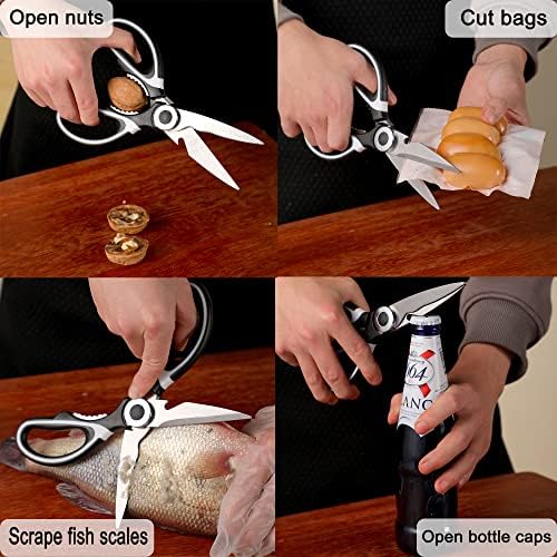 OMDAR 3 Pack Kitchen Scissors - Lifetime Replacement Warranty- Heavy Duty Stainless Steel Cooking Shears for Cutting Meat, Food, Fish, Poultry Multipurpose Sharp Sissors - Image 9