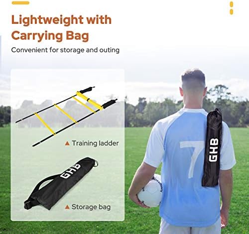 GHB Agility Ladder Speed Training Ladder Workout Ladder with 6 or 10 Cones 12 Rung 20ft with Resistance Parachute - Image 7