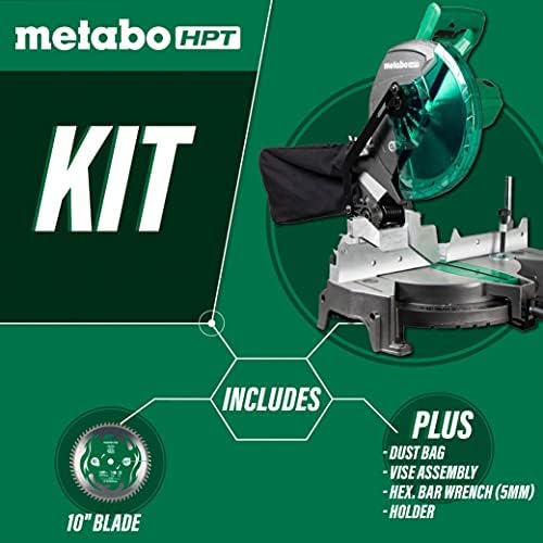 Metabo HPT 10-Inch Compound Miter Saw | 0-52 Degrees Miter Cutting Range (Left/Right) | 0-45 Degrees Bevel Cutting Range (Left) | 15-Amp Motor | Includes 10-Inch 24T TCT Saw Blade | C10FCGS - Image 4