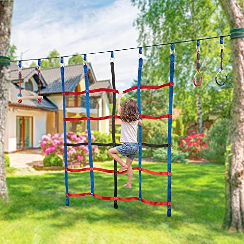 MONT PLEASANT Climbing Cargo Net for Kids Ninja Net Climbing Swingset Polyester Rope Ladder for Jungle Gyms Playground Ribbon Net Obstacle Course Training Climbing Net for Outdoor Treehouse - Image 4