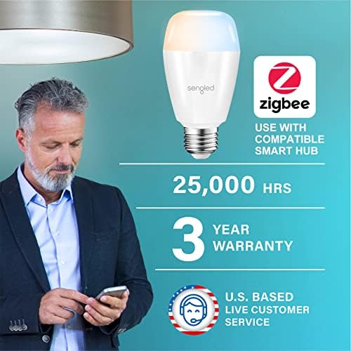 Sengled Zigbee Smart Bulbs, Tunable White 2700K~6500K, Hub Required, Dimmable via Wall Switch, Works with SmartThings and Echo Plus with Built-in Hub, Daylight A19 E26, Voice & APP Control, 4 Pack - Image 2