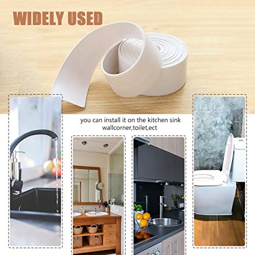 Caulk Strip Tape for Bath Kitchen, White Self-Adhesive Decorative Sealing Tape, Used for Kitchen Sink Toilet Bathroom Bathtub Floor Wall Edge Protector (1) - Image 8