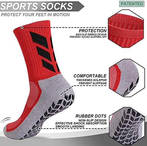 MENDENG Mens Grip Socks Soccer Non Slip Socks for Men Anti Slip Hospital Socks Grippers Non Skid Training Athletic Socks - Image 2