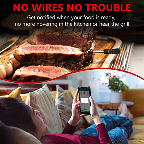 AIRMSEN Wireless Meat Thermometer, Smart Bluetooth Meat Thermometer with 165ft Wireless Range Fast Precise, IPX7 Waterproof Food Thermometer for Cooking, BBQ, Kitchen, Smoker, Grill, Rotisserie - Image 2