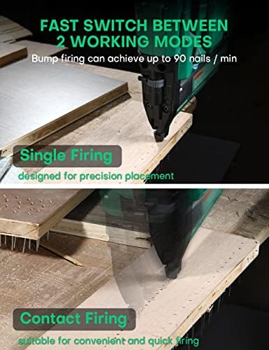 KIMO 18 Gauge Nail Gun Battery Powered w/ 2 X 2.0 Battery & Charger, 2 in 1 Cordless Brad Nailer/Electric Stapler, Adjustable Depth, 18GA Nailer/Staples for Upholstery, Home Improvement & Woodworking - Image 8