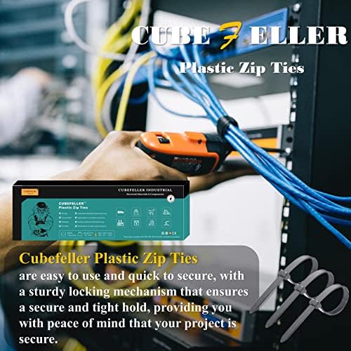 Cubefeller Zip Ties, | 12"+8"+6"+4" / 400 PCS /, Black Zip Ties with 50 Pounds Tensile Strength, Plastic Tie,Self-Locking Nylon Zip Ties for Indoor and Outdoor,Cable Ties in resealable bag - Image 5