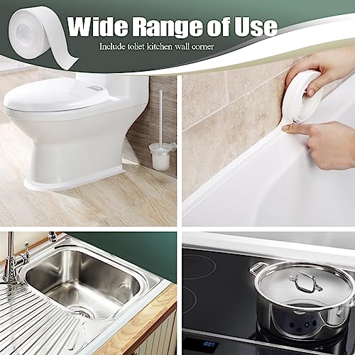 Caulk Strip Tape for Bath Kitchen, White Self-Adhesive Decorative Sealing Tape, Used for Kitchen Sink Toilet Bathroom Bathtub Floor Wall Edge Protector (1) - Image 7