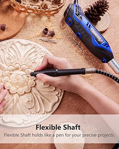 AVID POWER Rotary Tool with Flex Shaft 1.0 Amp Electric Rotary Tool, 6 Variable Speeds, 107 Pieces Rotary Tool Accessories & Carrying Case for Grinding, Cutting, Carving and Sanding - Blue - Image 3