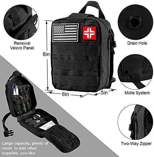 Emergency Survival Kit and First Aid Kit, 142Pcs Professional Survival Gear and Equipment with Molle Pouch, for Men Camping Outdoor Adventure - Image 6