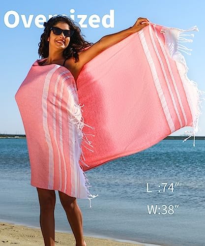 2 Packs Cotton Oversized Turkish Beach Towels 74"x38" Soft Absorbent Quick Dry Sand Free Thin Towel Bath Pool Swim Extra Large Adult Travel Essentials Cruise Accessories Blanket Clearance Necessities - Image 2